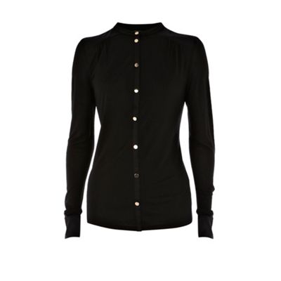 Black Satin Trim Blouse