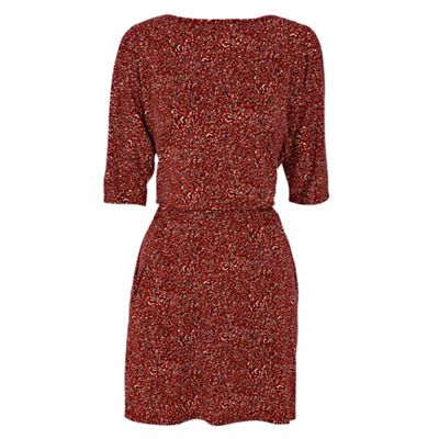 £40 Red leopard print cross back dress