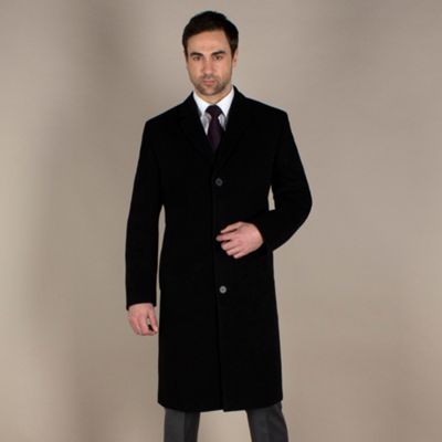 Jeff Banks Black plain long overcoat- at Debenhams.ie