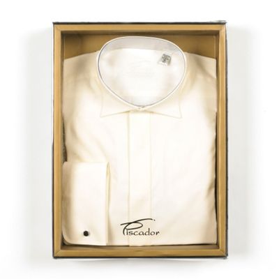 Plain ivory high stand victorian wing collar shirt