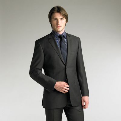 Grey Blue Plain Tonic Half Canvas Suit Jacket