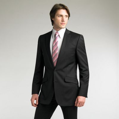 Black Narrow Stripe Suit Jacket.