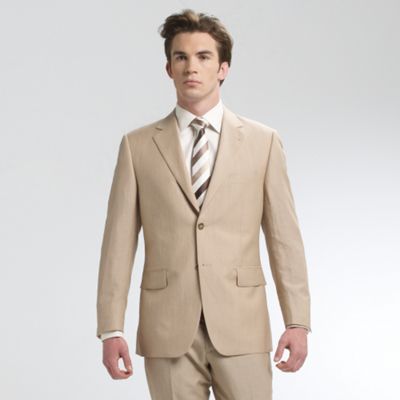 Sand linen single breasted two button suit jacket