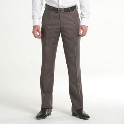 Beige stripe business suit trousers