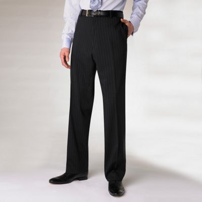 Navy Pinstripe Flat Front Suit Trouser