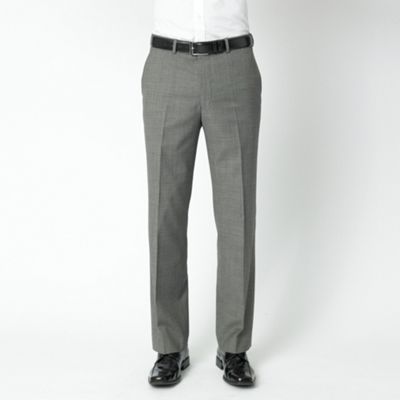 Beige semi-plain machine washable suit trousers