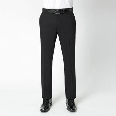Black classic wool suit trousers