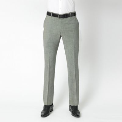 Black/white puppytooth wool rich suit trousers