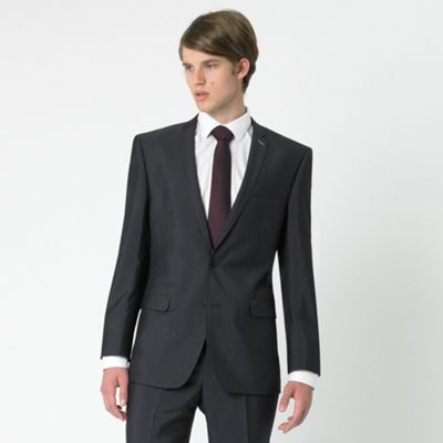 Grey textured stripe fashion suit jacket