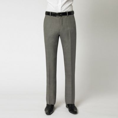 Silver/grey check flat-front formal trousers