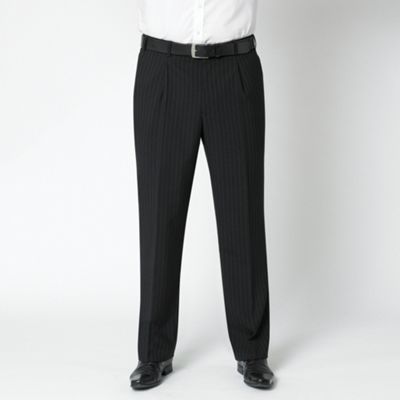 Black Stripe Machine Washable Suit Trousers