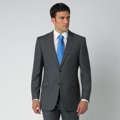 Grey Pick And Pick Stripe 2 Button Suit Jacket