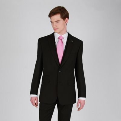 Black narrow stripe 2 button suit jacket