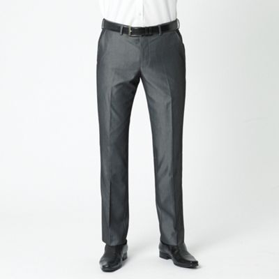 Silver tonic flat front suit trouser