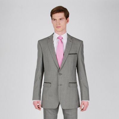 Mens Fashion Suits on Red Herring Silver Check Fashion Suit Jacket With Grey Satin Pocket