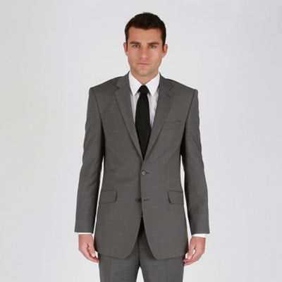 Light grey multi stripe washable 2 button suit jacket