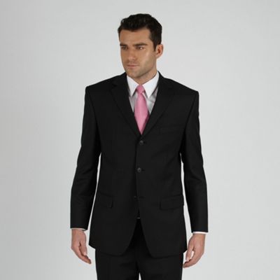 Black Fine Stripe Three Button Suit Jacket
