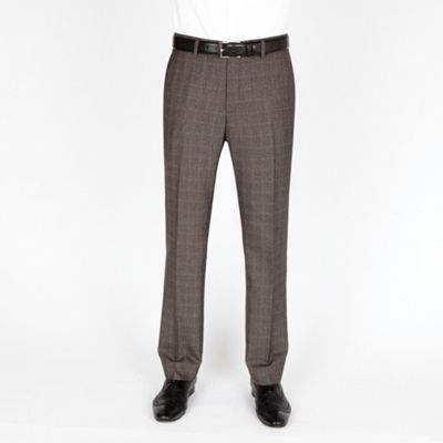Brown check fashion suit trouser