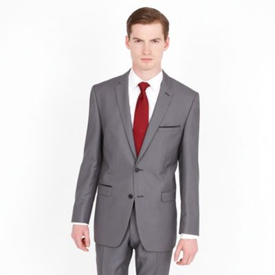 Grey Tweed Look 2 Button Fashion Suit Jacket