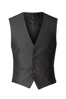 Grey textured stripe 5 button fashion waistcoat