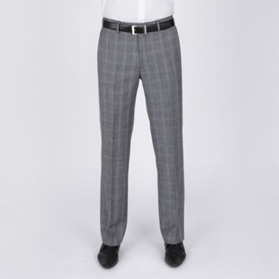 Grey Blue Multi Check Suit Trouser