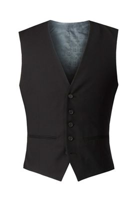 Black top stitched 5 button fashion waistcoat