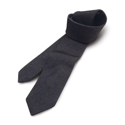 Black plain wool look tie