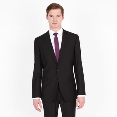 Black Plain 1 Button Fashion Suit Jacket