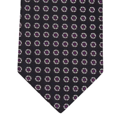Black Neat Flower Silk Tie