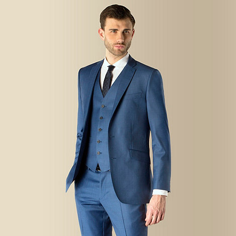 ... Blue semi plain 2 button kings slim fit suit jacket- at Debenhams.ie