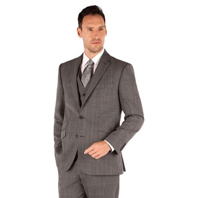 	       J by Jasper Conran Grey broken check 2 button front tailored fit luxury suit jacket | Debenhams	    