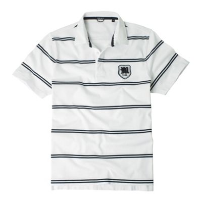 Melka White striped short sleeve rugby shirt
