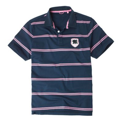 Blue striped short sleeve rugby shirt
