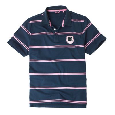 Melka Blue striped short sleeve rugby shirt