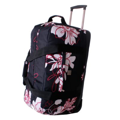 Black express outline flower large wheel duffle