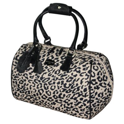 Beige/black cheetah flight bag