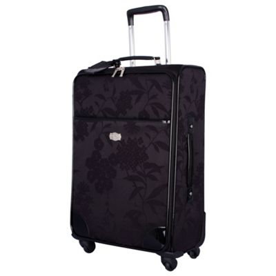 Black Hydrangea Medium 4 Wheel Suitcase