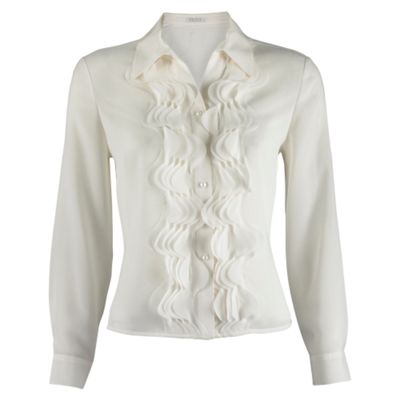 Precis Petite Petite Ivory Laser Cut Frill Blouse