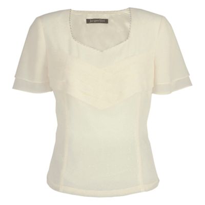Ivory Pleat Front Top