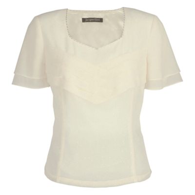 Jacques Vert Ivory Pleat Front Top