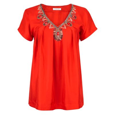 Windsmoor Chilli Silk Embellished Blouse