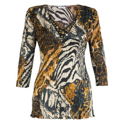 Animal Print Crinkle Blouse