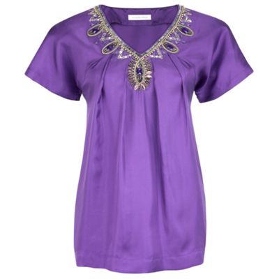 Windsmoor Purple Silk Embellished Blouse