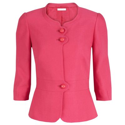 Pink Collarless Fitted Jacket