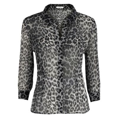 Planet Leopard Print Sheer Blouse