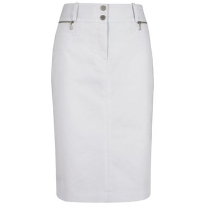 Planet White Cotton Pencil Skirt