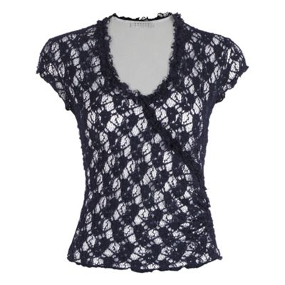 Petite Navy and Ivory Lace Jersey