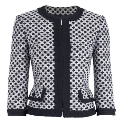 Precis Petite Petite Navy Spot and Ruffle Jacket