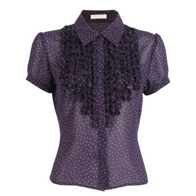 Precis Petite Petite Frill Front Spotted Blouse