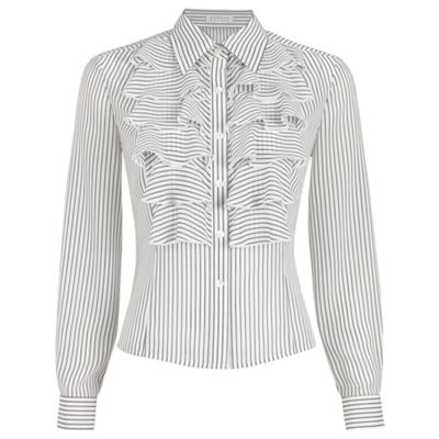 Precis Petite Petite Ivory Striped Frill Blouse